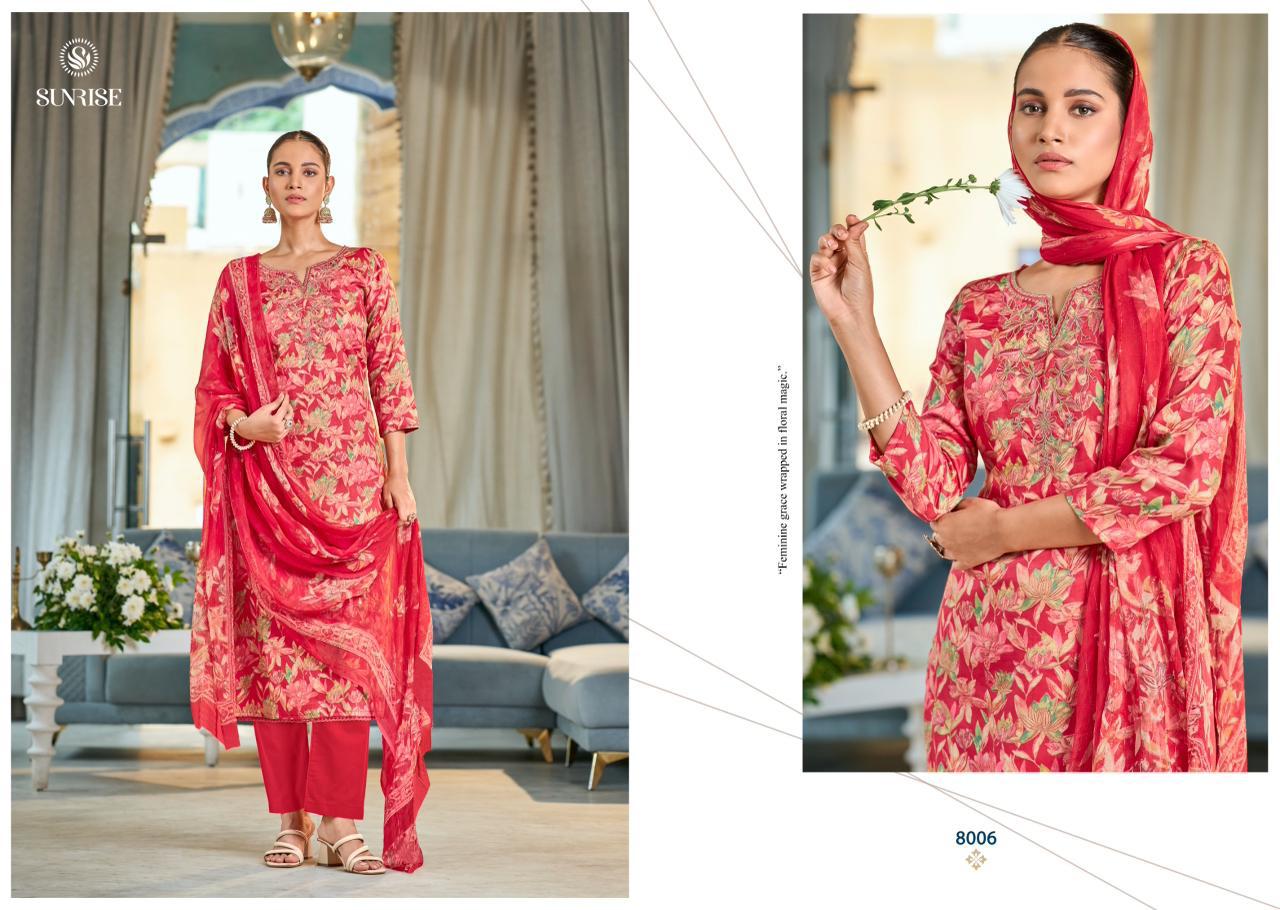 Sania Vol 8 Sunrise Jam Satin Pant Style Suits Exporter Ahmedabad