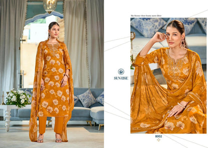 Sania Vol 8 Sunrise Jam Satin Pant Style Suits Exporter Ahmedabad