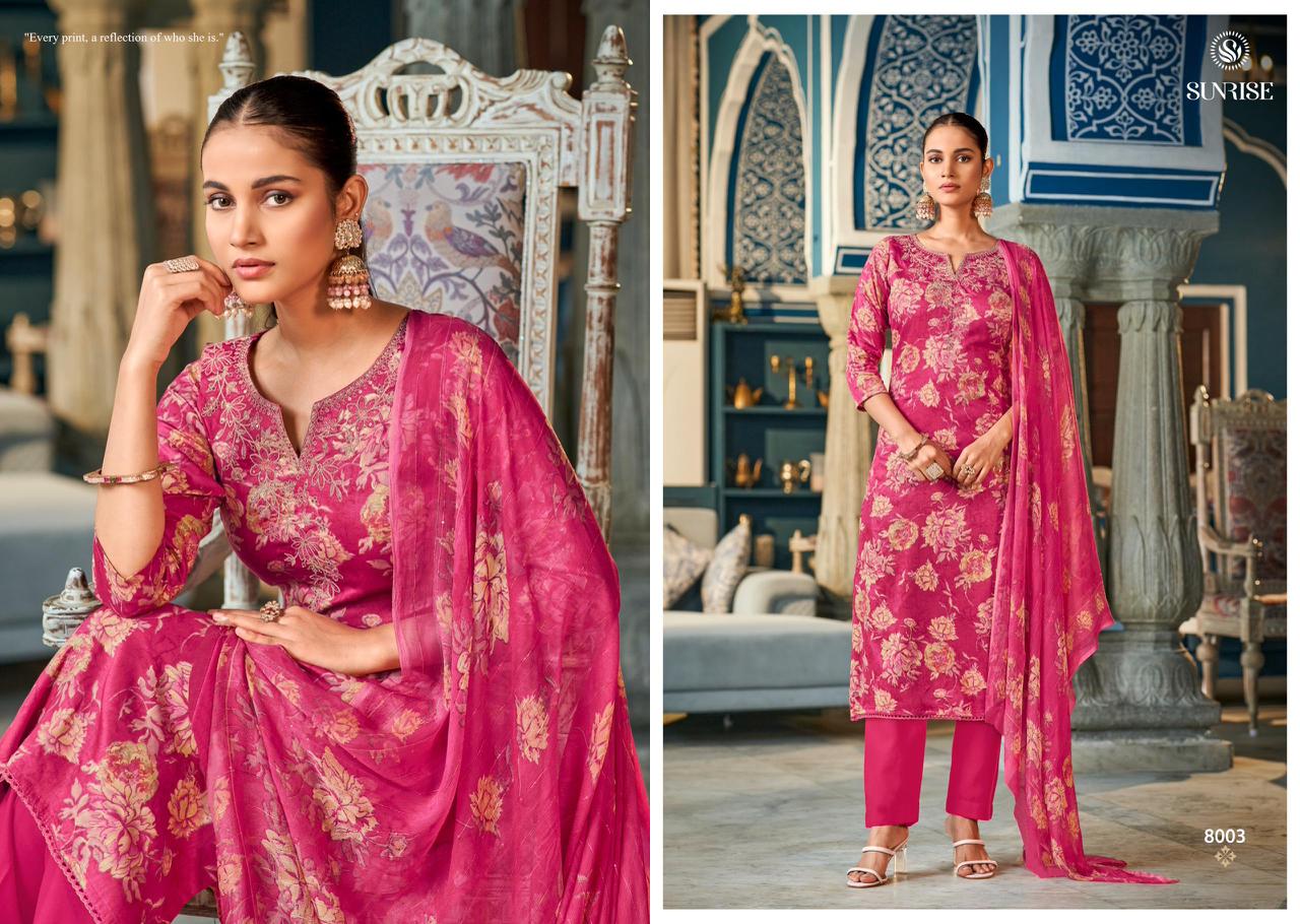 Sania Vol 8 Sunrise Jam Satin Pant Style Suits Exporter Ahmedabad