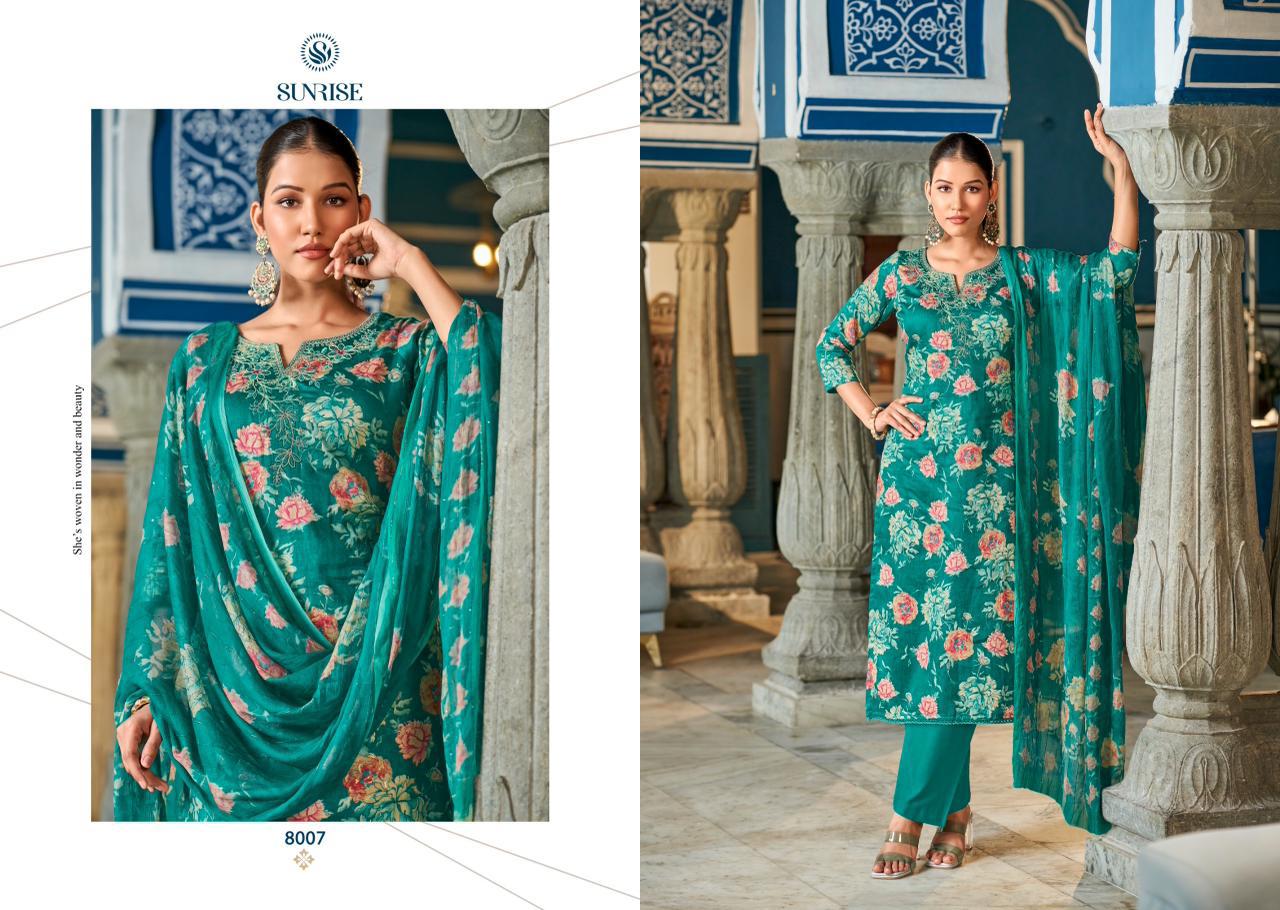 Sania Vol 8 Sunrise Jam Satin Pant Style Suits Exporter Ahmedabad