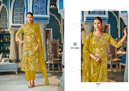 Sania Vol 8 Sunrise Jam Satin Pant Style Suits Exporter Ahmedabad
