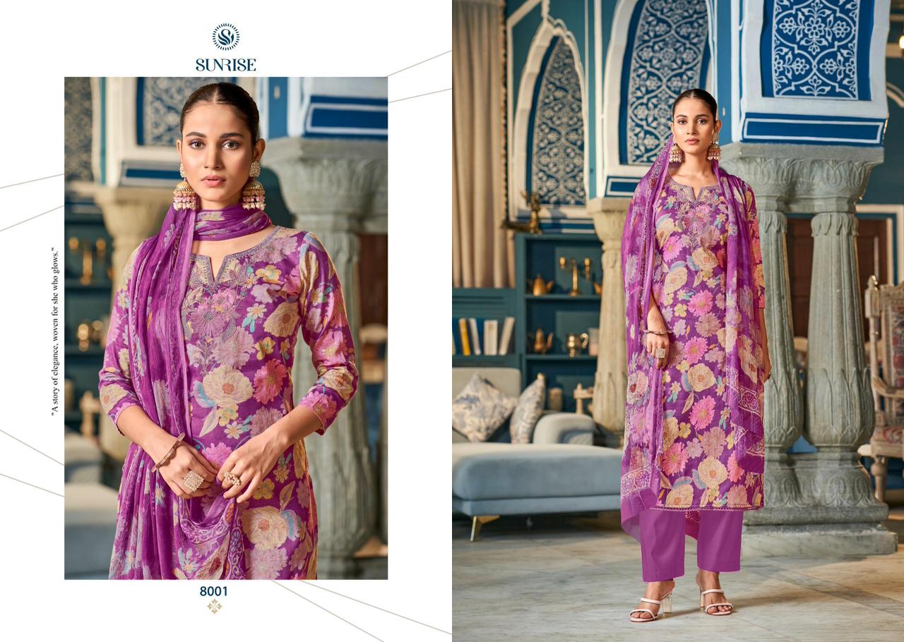 Sania Vol 8 Sunrise Jam Satin Pant Style Suits Exporter Ahmedabad