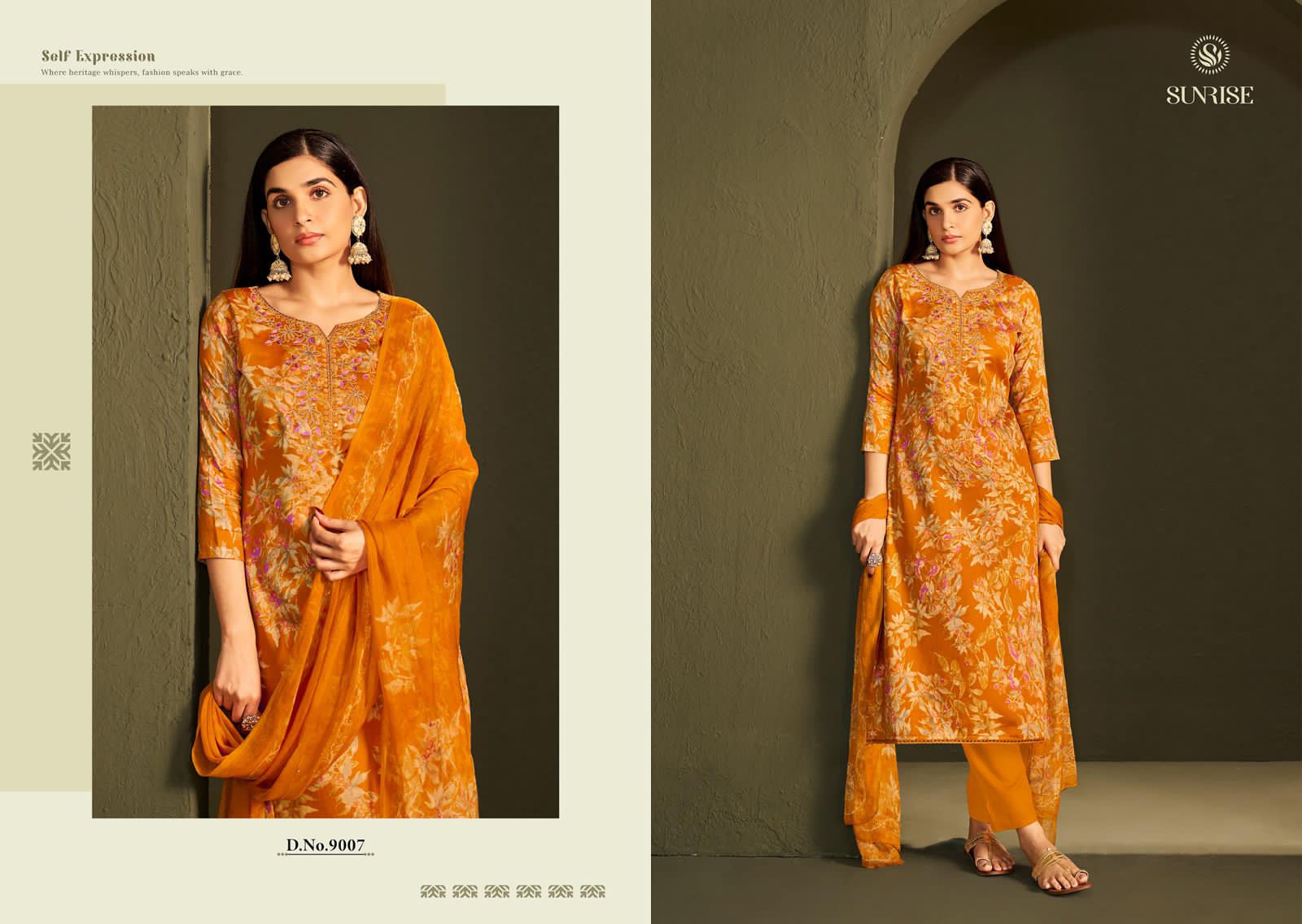 Sania Vol 9 Sunrise Jam Satin Pant Style Suits Manufacturer