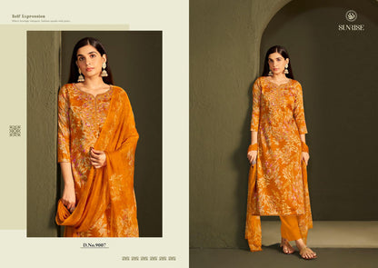 Sania Vol 9 Sunrise Jam Satin Pant Style Suits Manufacturer