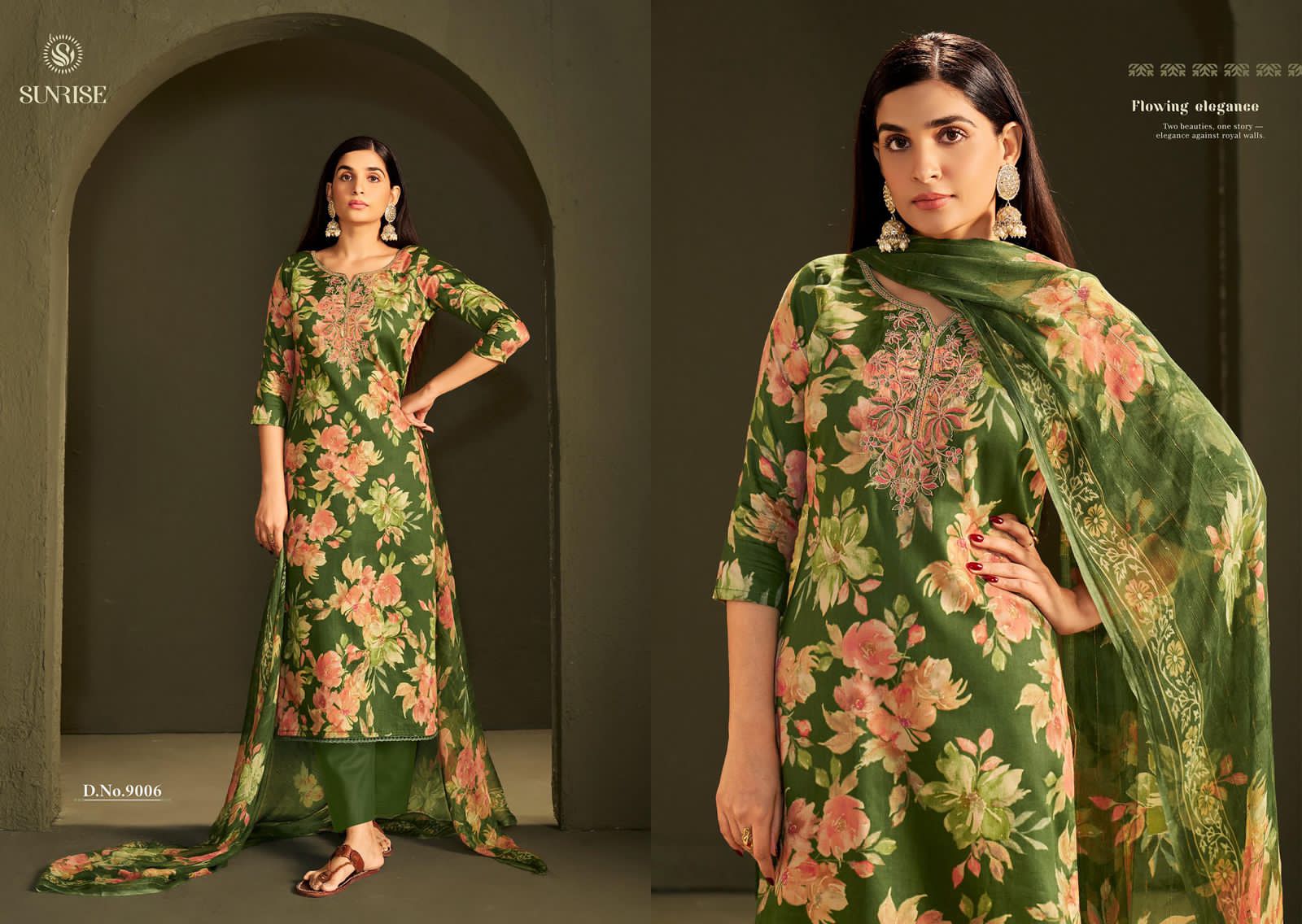 Sania Vol 9 Sunrise Jam Satin Pant Style Suits Manufacturer