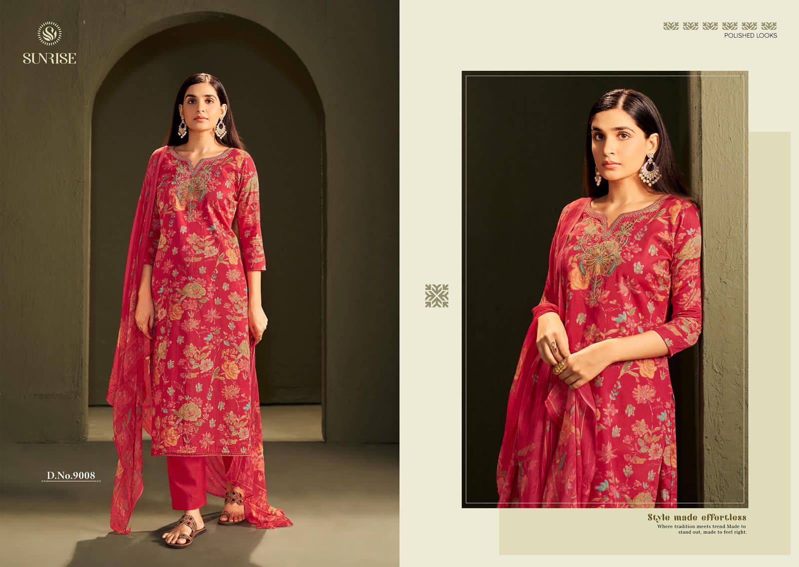Sania Vol 9 Sunrise Jam Satin Pant Style Suits Manufacturer