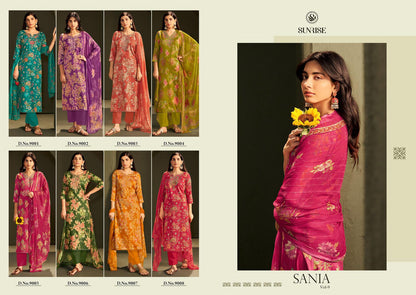 Sania Vol 9 Sunrise Jam Satin Pant Style Suits Manufacturer