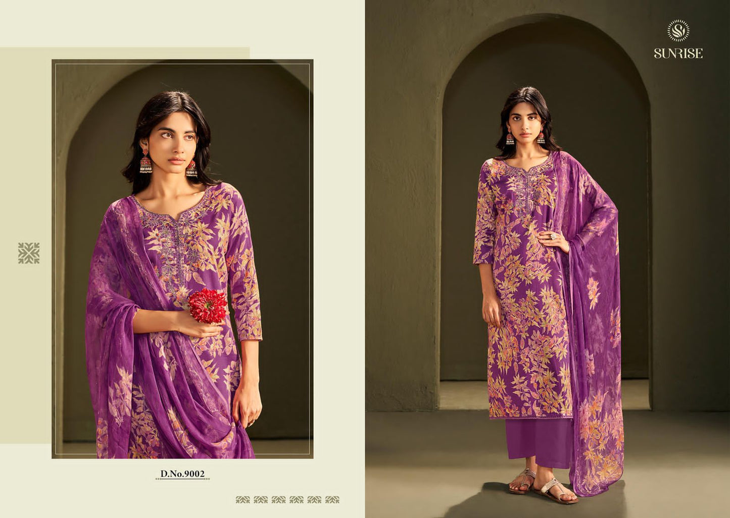 Sania Vol 9 Sunrise Jam Satin Pant Style Suits Manufacturer