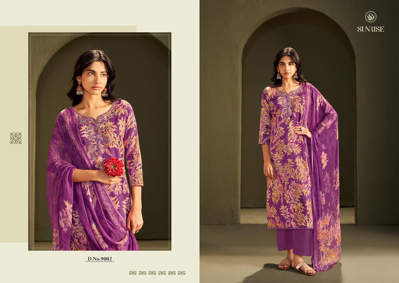 Sania Vol 9 Sunrise Jam Satin Pant Style Suits Manufacturer