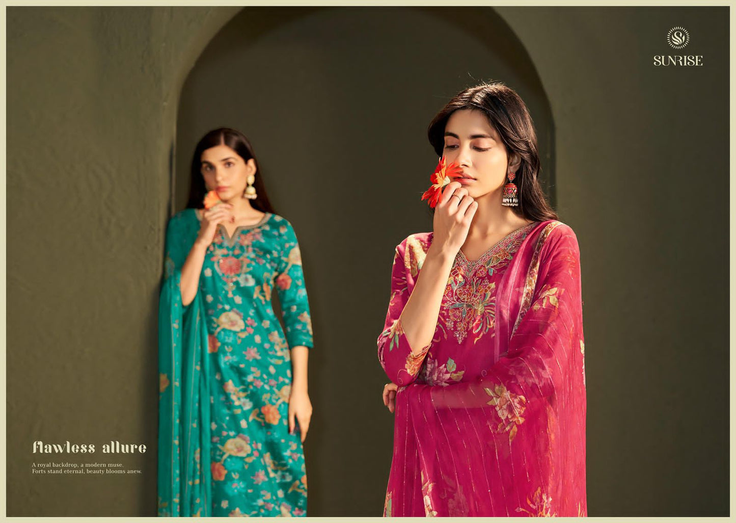 Sania Vol 9 Sunrise Jam Satin Pant Style Suits Manufacturer