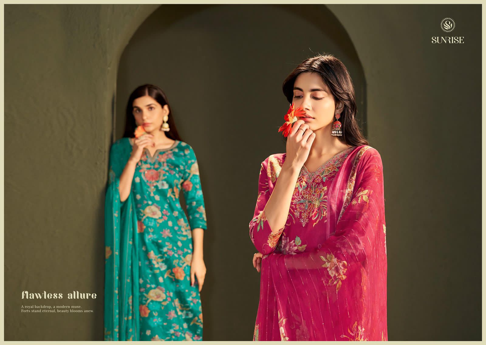 Sania Vol 9 Sunrise Jam Satin Pant Style Suits Manufacturer