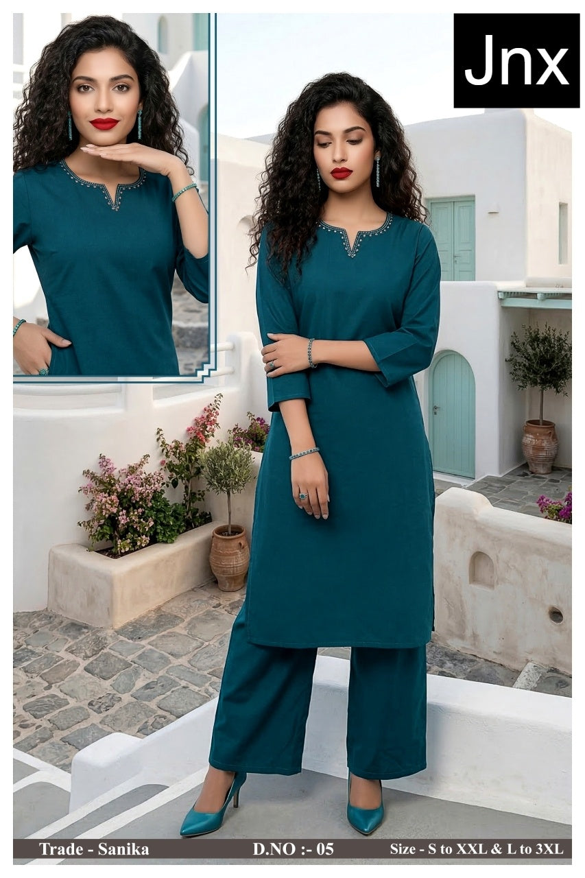 Sanika Jnx Dhabu Cotton Kurti Plazzo Set Manufacturer Ahmedabad