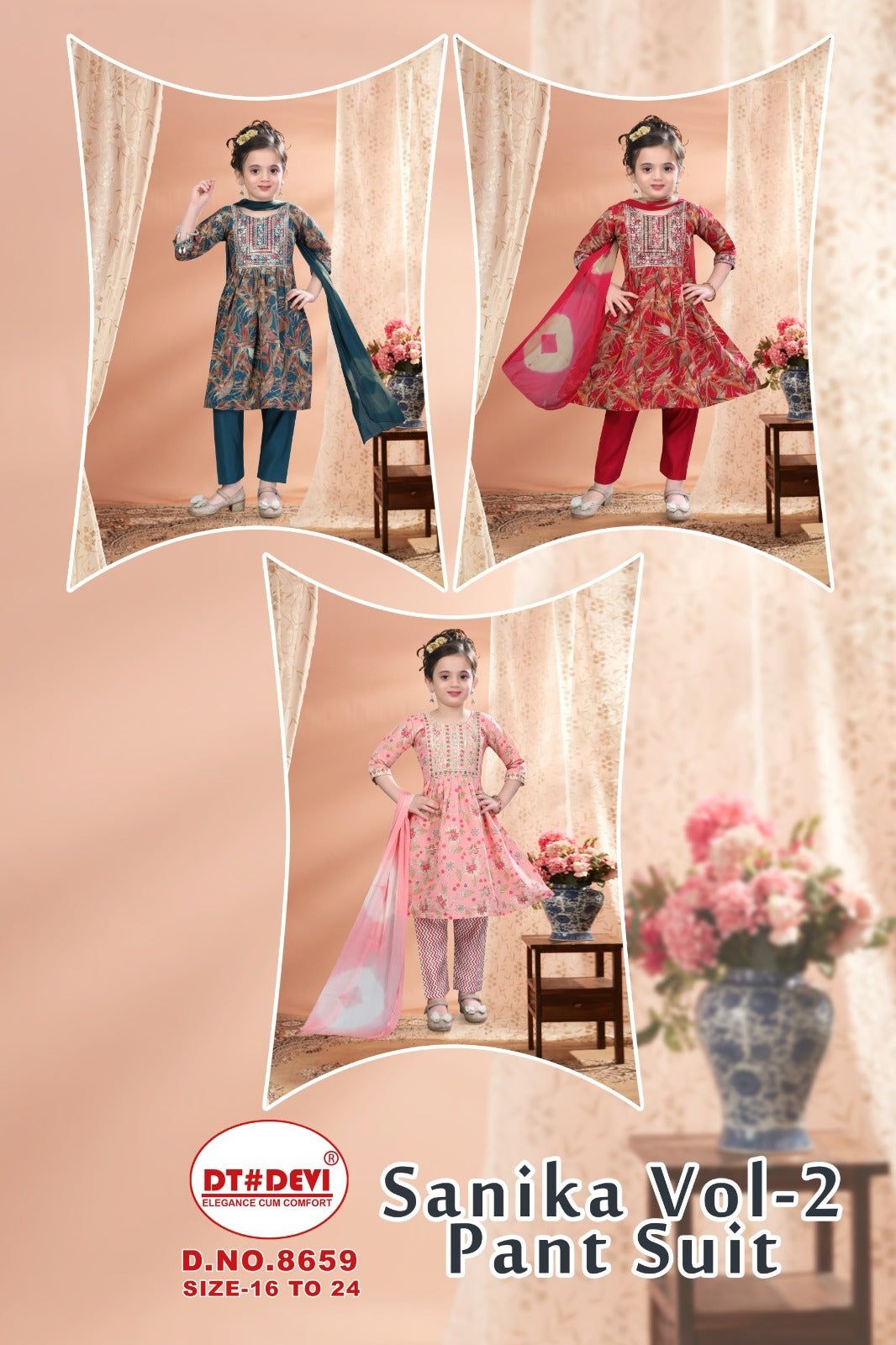 Sanika Vol 2-8659 Dt Devi Modal Girls Readymade Pant Suits Supplier India