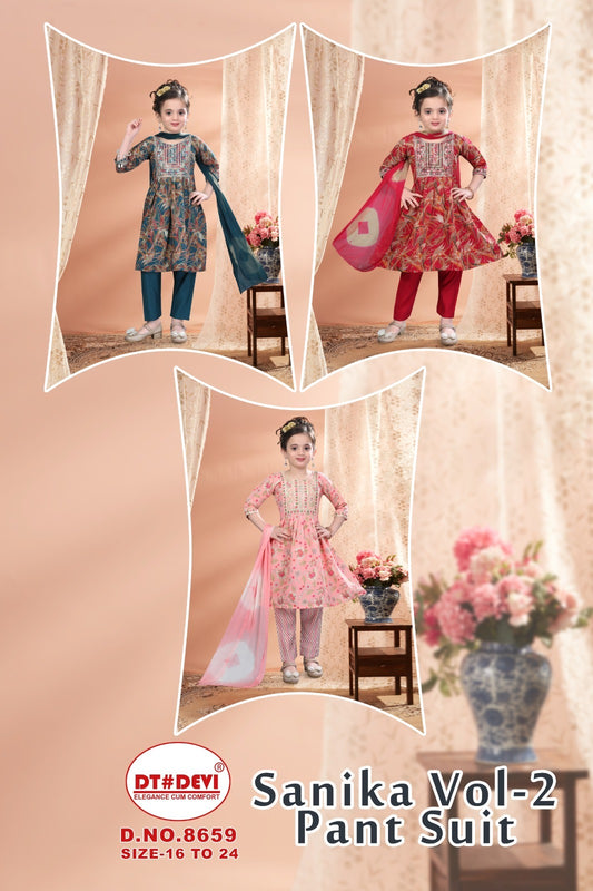Sanika Vol 2-8659 Dt Devi Modal Girls Readymade Pant Suits Supplier India