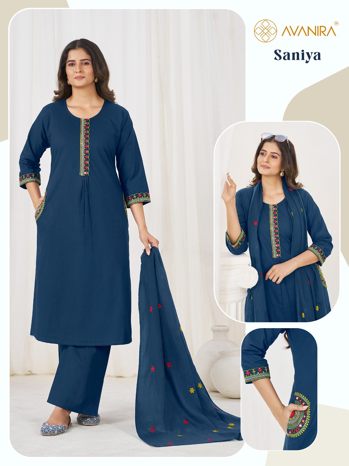 Saniya Avanira Dhabu Cotton Readymade Plazzo Style Suits Exporter Ahmedabad