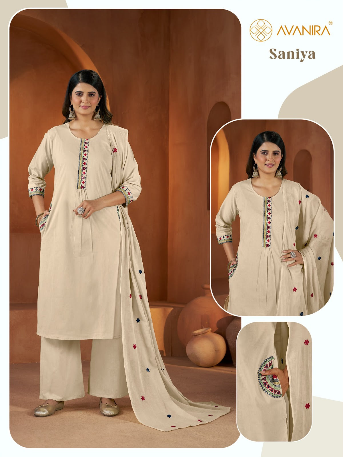 Saniya Avanira Dhabu Cotton Readymade Plazzo Style Suits Exporter Ahmedabad
