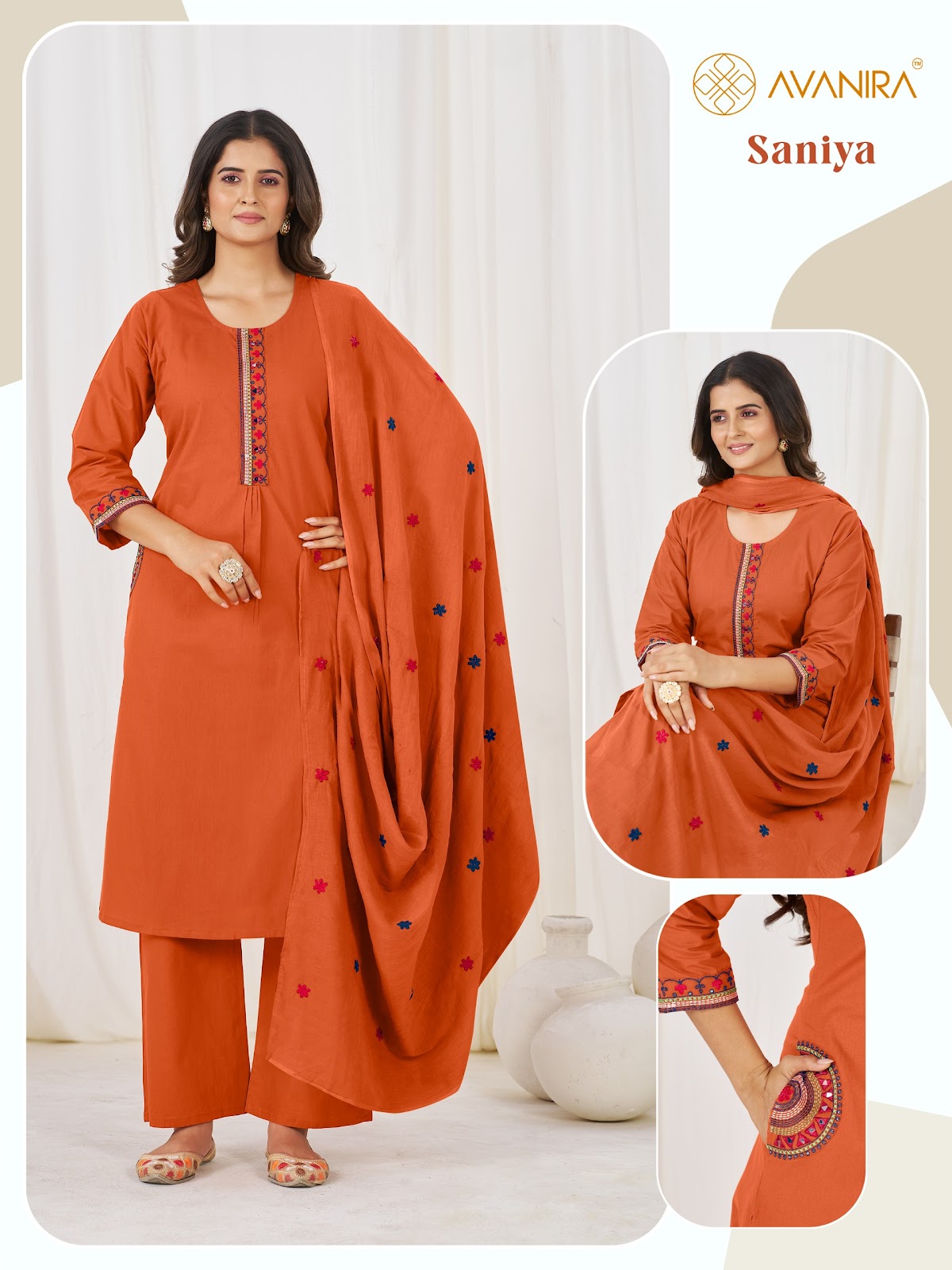 Saniya Avanira Dhabu Cotton Readymade Plazzo Style Suits Exporter Ahmedabad