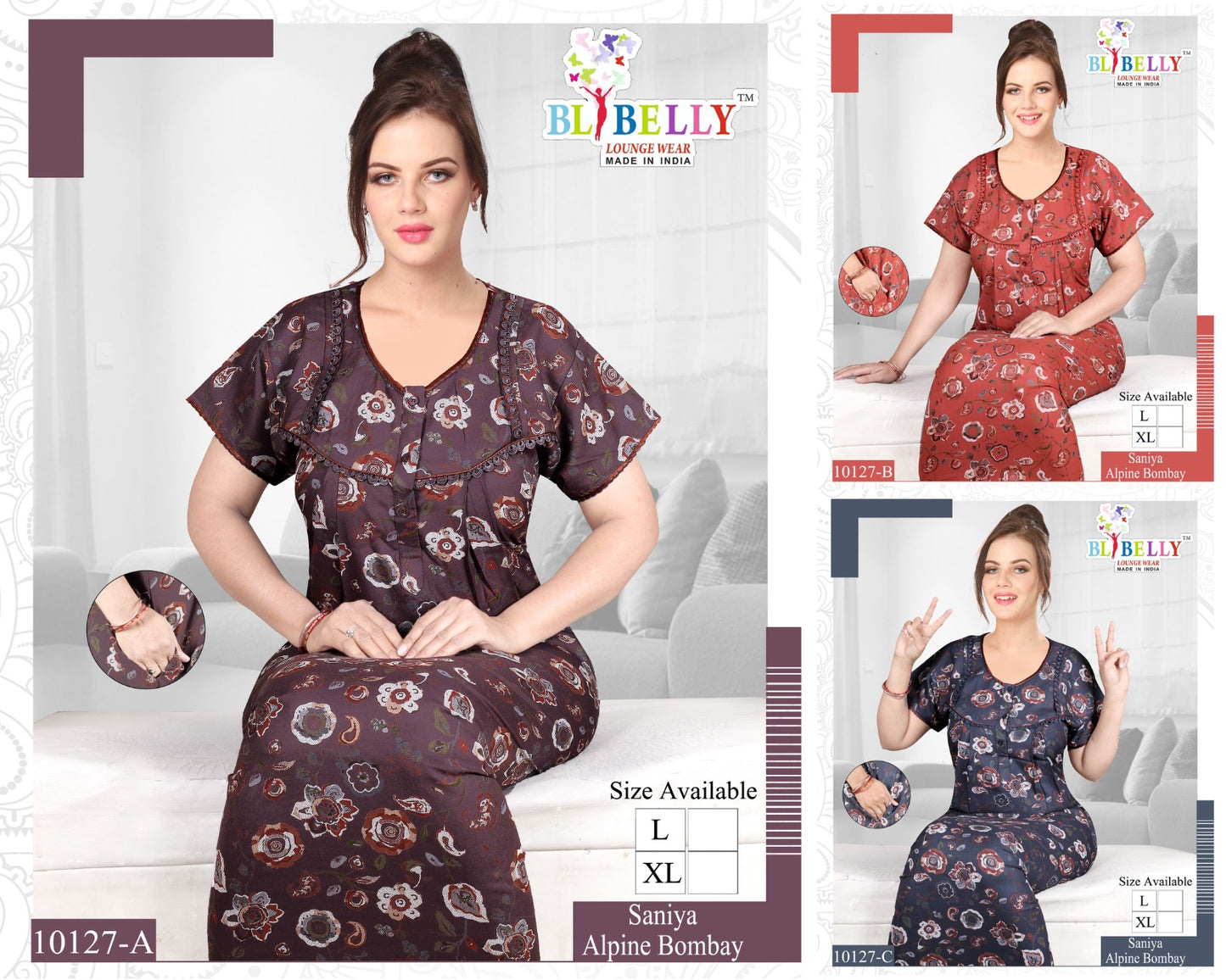 Saniya Belly Alpine Night Gowns Wholesaler India