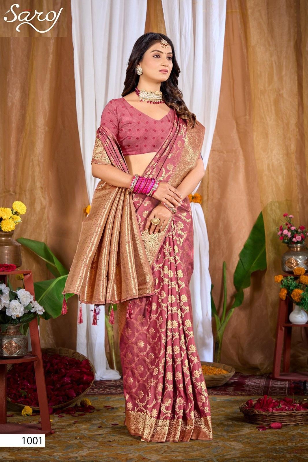 Saniya Saroski Vol 1 Saroj Satin Sarees Wholesaler