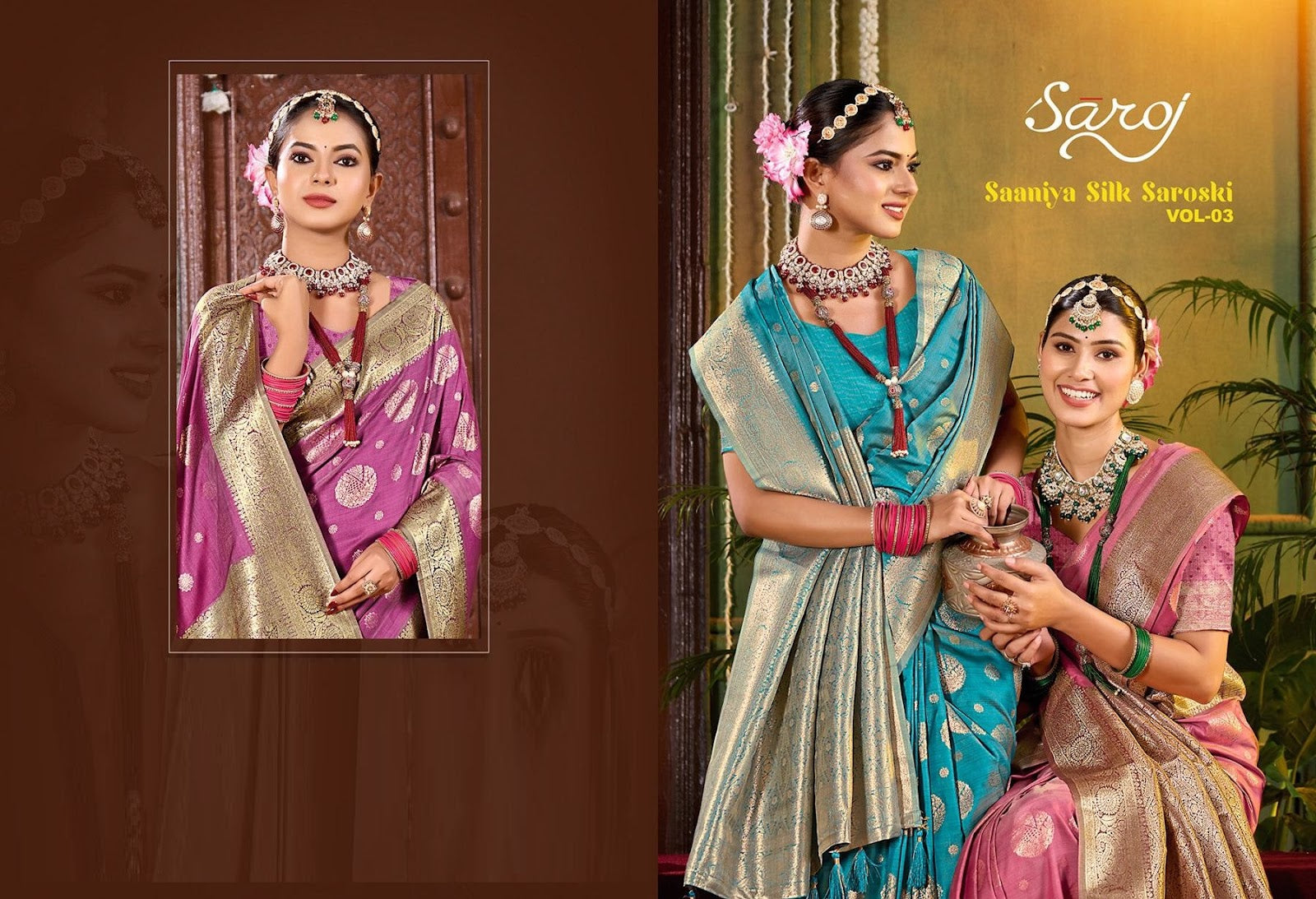 Saniya Saroski Vol 3 Saroj Satin Sarees Wholesaler