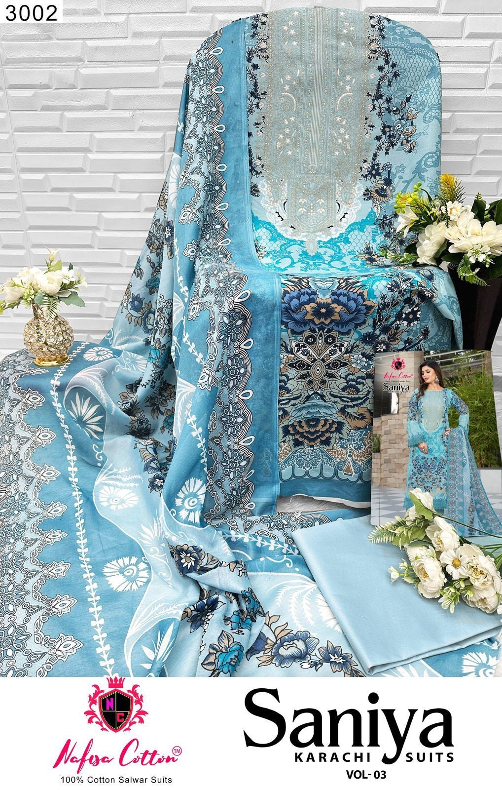 Saniya Vol 3 Nafisa Cotton Soft Cotton Karachi Pashmina Salwar Suits Wholesale Price