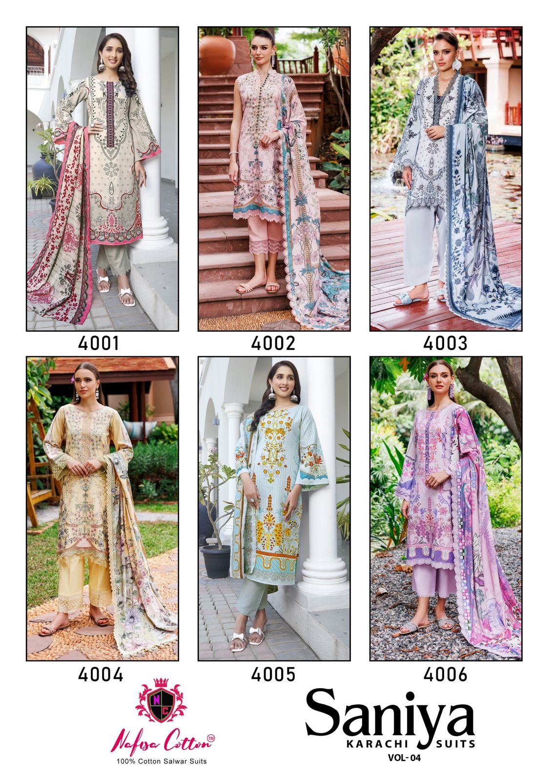 Saniya Vol 4 Nafisa Cotton Soft Cotton Karachi Salwar Suits Wholesale Price