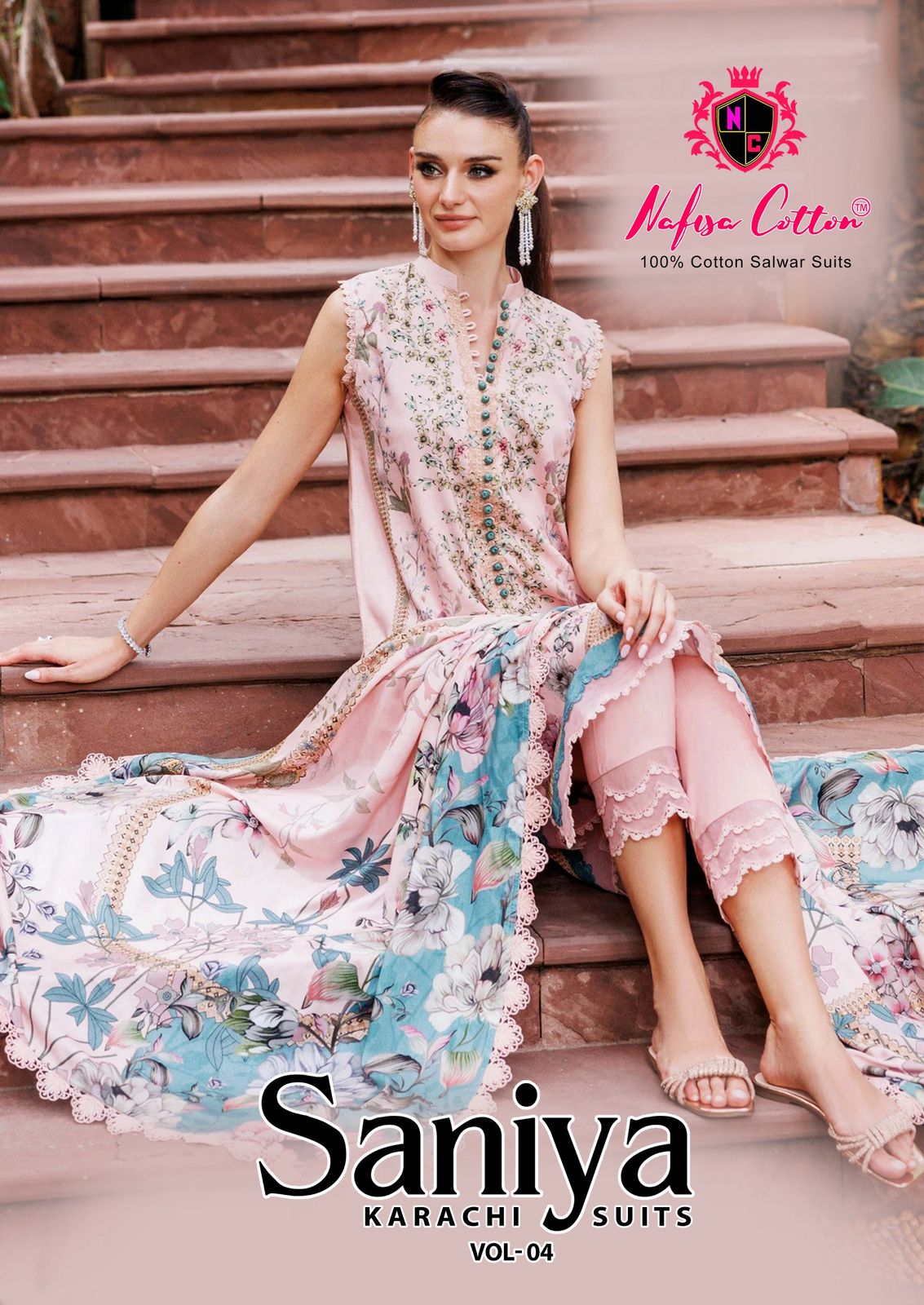 Saniya Vol 4 Nafisa Cotton Soft Cotton Karachi Salwar Suits Wholesale Price