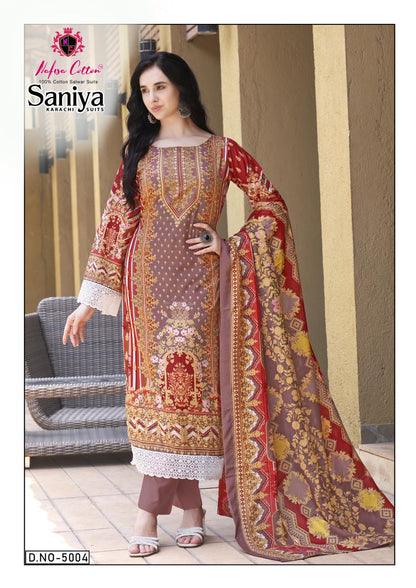 Saniya Vol 5 Nafisa Cotton Karachi Salwar Suits Wholesaler Ahmedabad