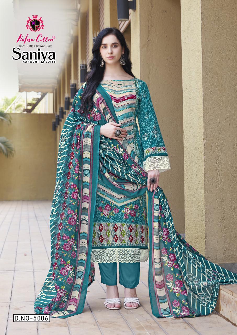 Saniya Vol 5 Nafisa Cotton Karachi Salwar Suits Wholesaler Ahmedabad