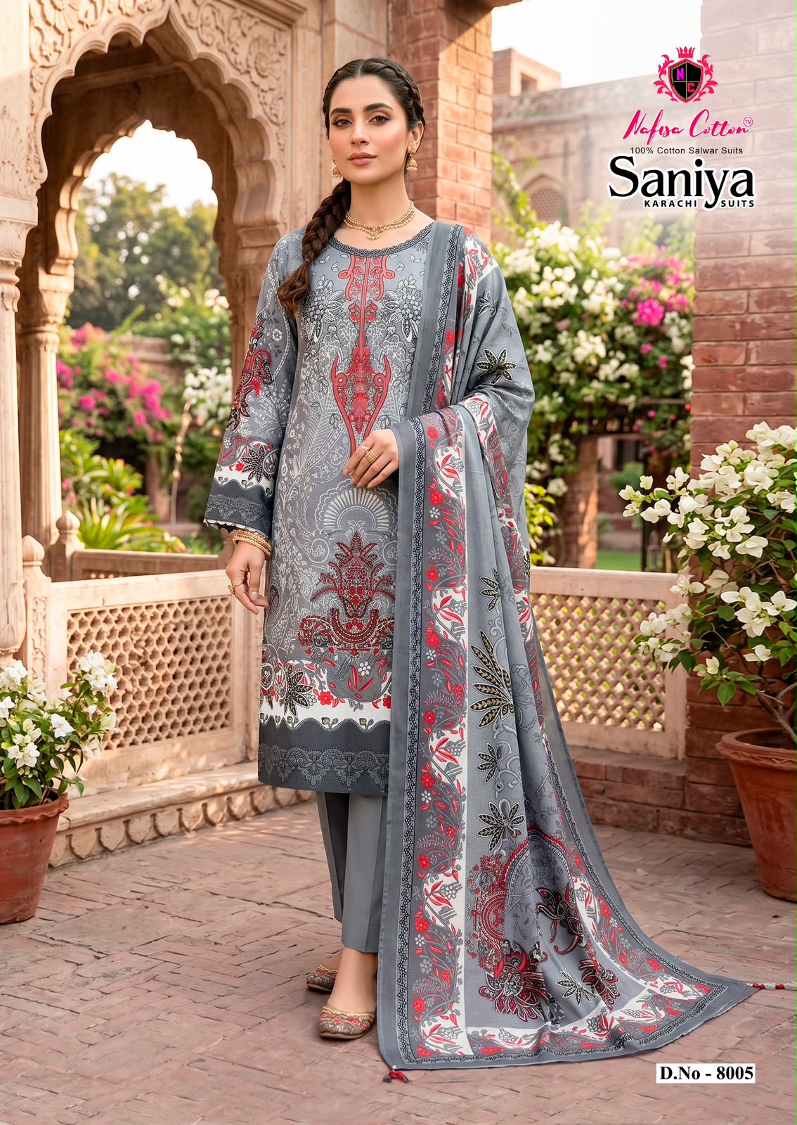 Saniya Vol 8 Nafisa Cotton Mix Cotton Karachi Salwar Suits Supplier India