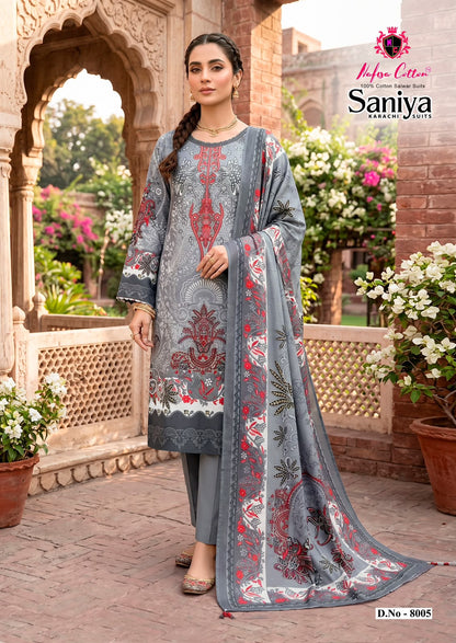 Saniya Vol 8 Nafisa Cotton Mix Cotton Karachi Salwar Suits Supplier India