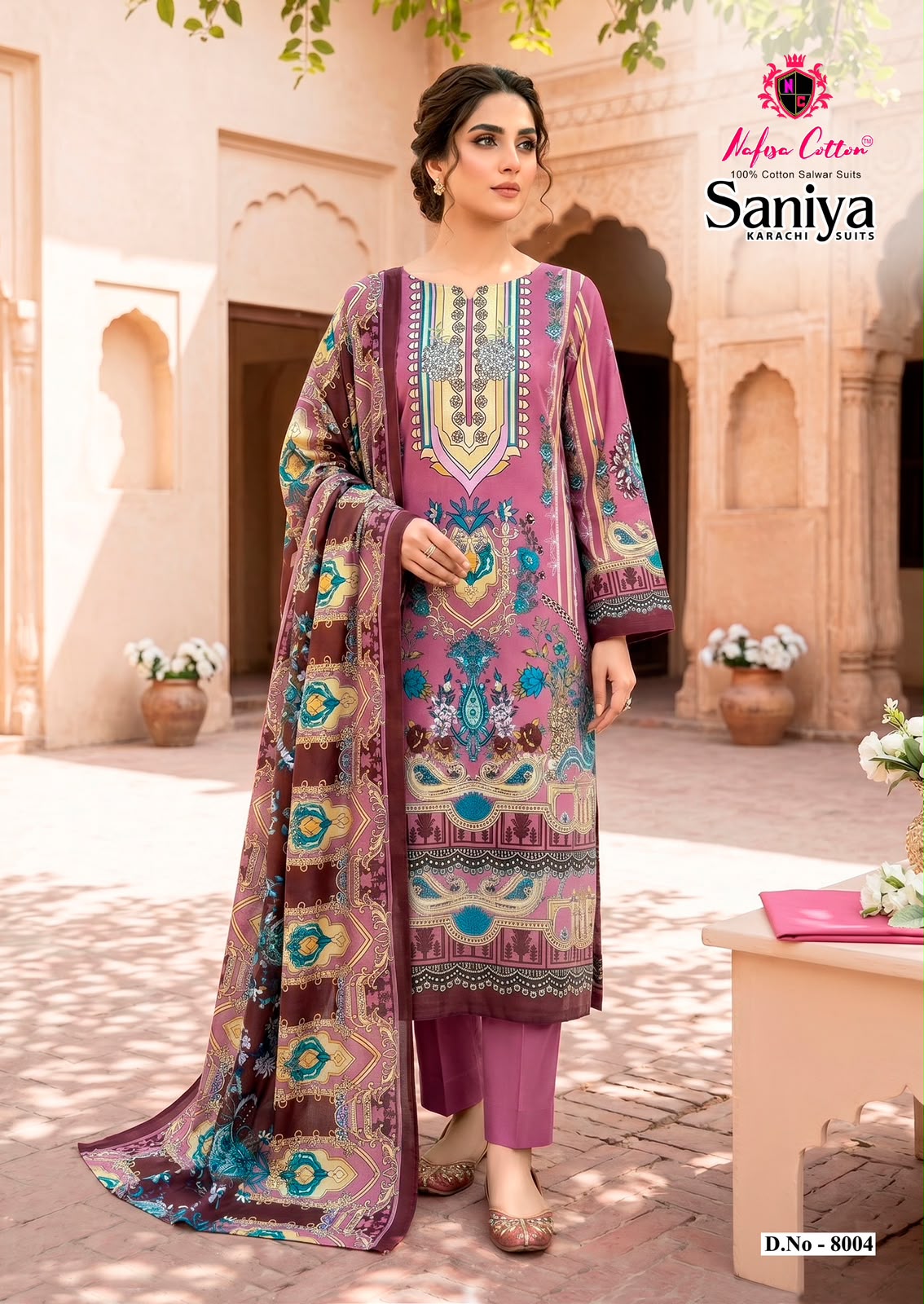 Saniya Vol 8 Nafisa Cotton Mix Cotton Karachi Salwar Suits Supplier India