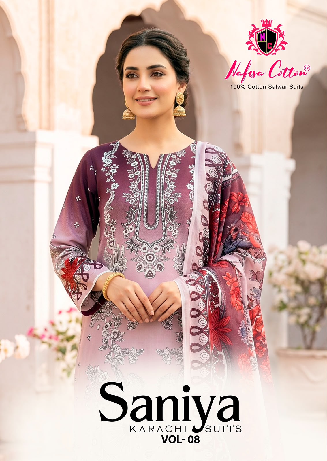 Saniya Vol 8 Nafisa Cotton Mix Cotton Karachi Salwar Suits Supplier India