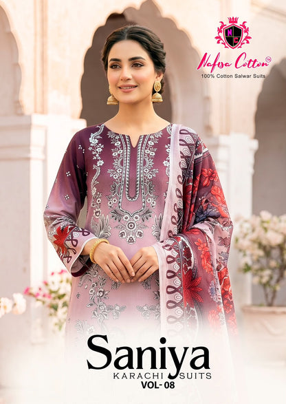 Saniya Vol 8 Nafisa Cotton Mix Cotton Karachi Salwar Suits Supplier India