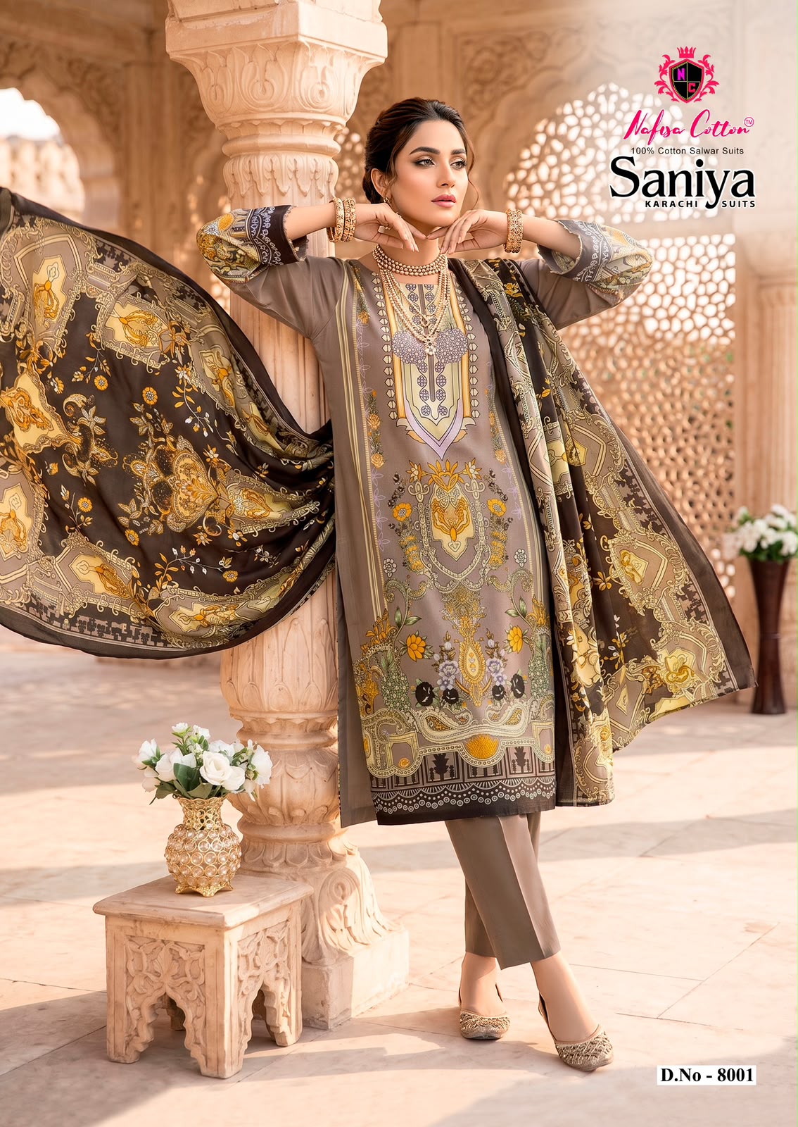 Saniya Vol 8 Nafisa Cotton Mix Cotton Karachi Salwar Suits Supplier India