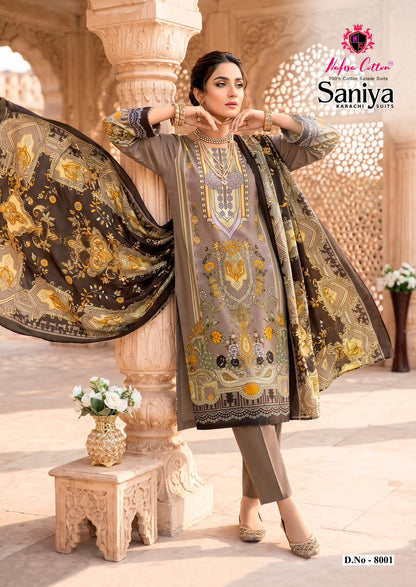 Saniya Vol 8 Nafisa Cotton Mix Cotton Karachi Salwar Suits Supplier India