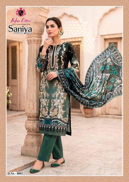 Saniya Vol 8 Nafisa Cotton Mix Cotton Karachi Salwar Suits Supplier India