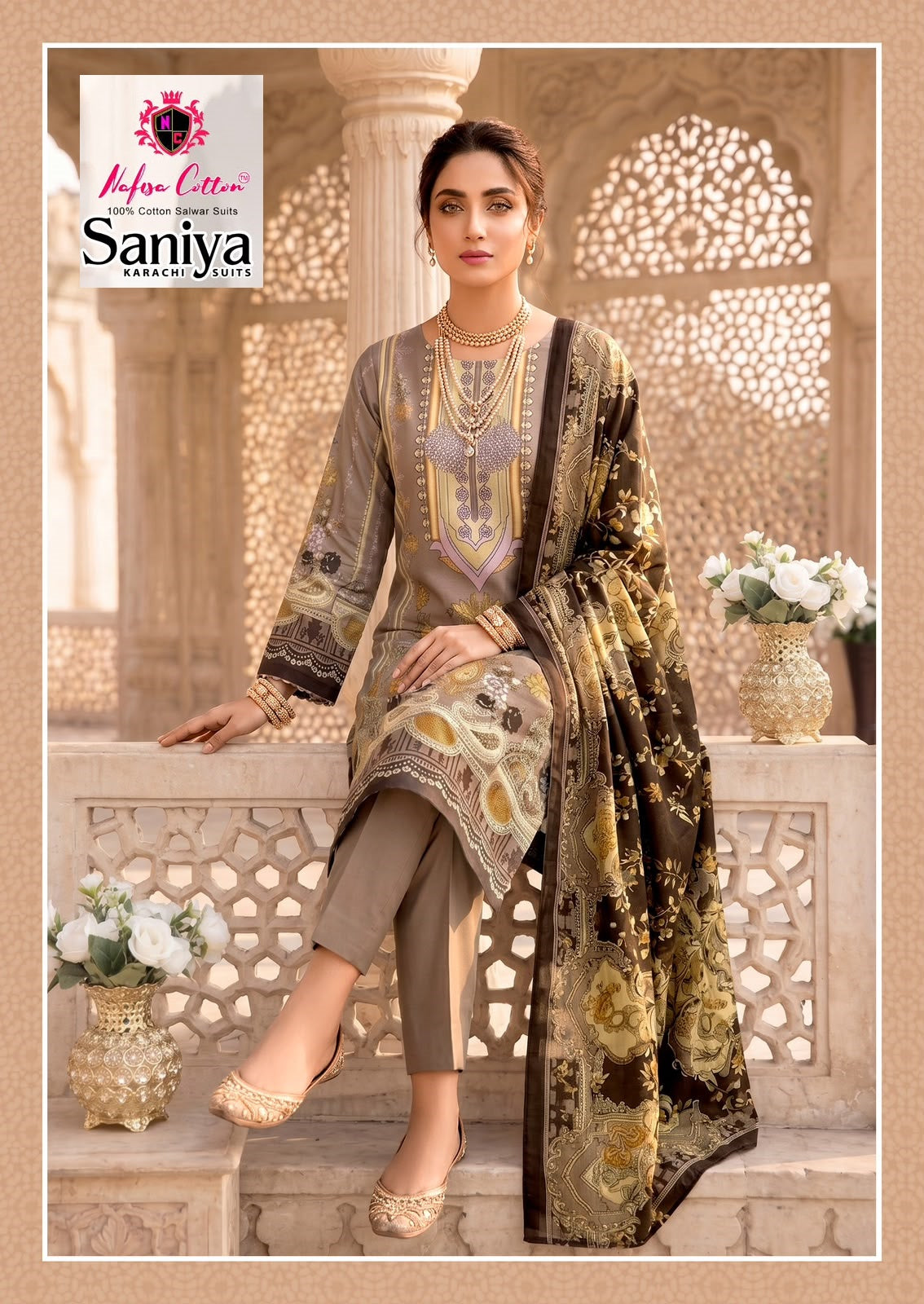 Saniya Vol 8 Nafisa Cotton Mix Cotton Karachi Salwar Suits Supplier India