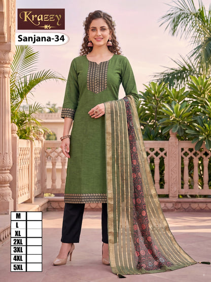 Sanjana Krazzy Kanha South Cotton Readymade Pant Style Suits Supplier Gujarat