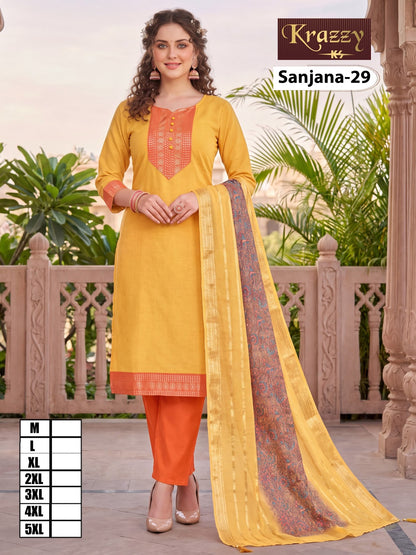 Sanjana Krazzy Kanha South Cotton Readymade Pant Style Suits Supplier Gujarat