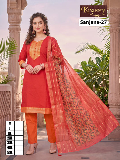 Sanjana Krazzy Kanha South Cotton Readymade Pant Style Suits Supplier Gujarat