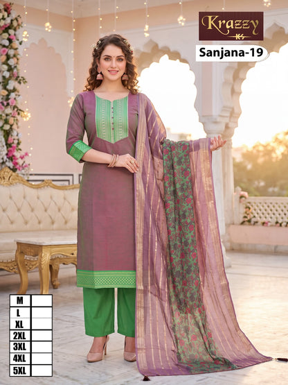 Sanjana Krazzy Kanha South Cotton Readymade Pant Style Suits Supplier Gujarat