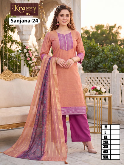 Sanjana Krazzy Kanha South Cotton Readymade Pant Style Suits Supplier Gujarat