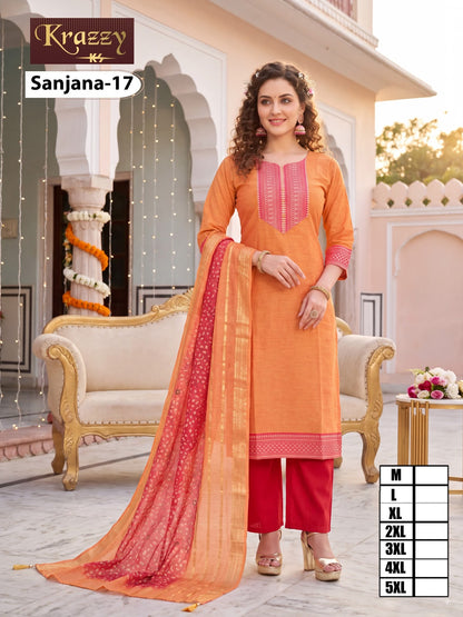 Sanjana Krazzy Kanha South Cotton Readymade Pant Style Suits Supplier Gujarat