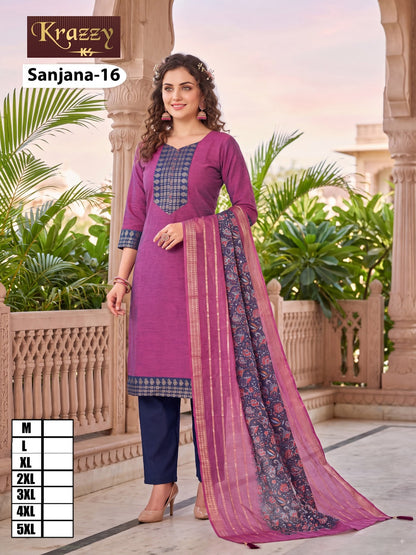 Sanjana Krazzy Kanha South Cotton Readymade Pant Style Suits Supplier Gujarat