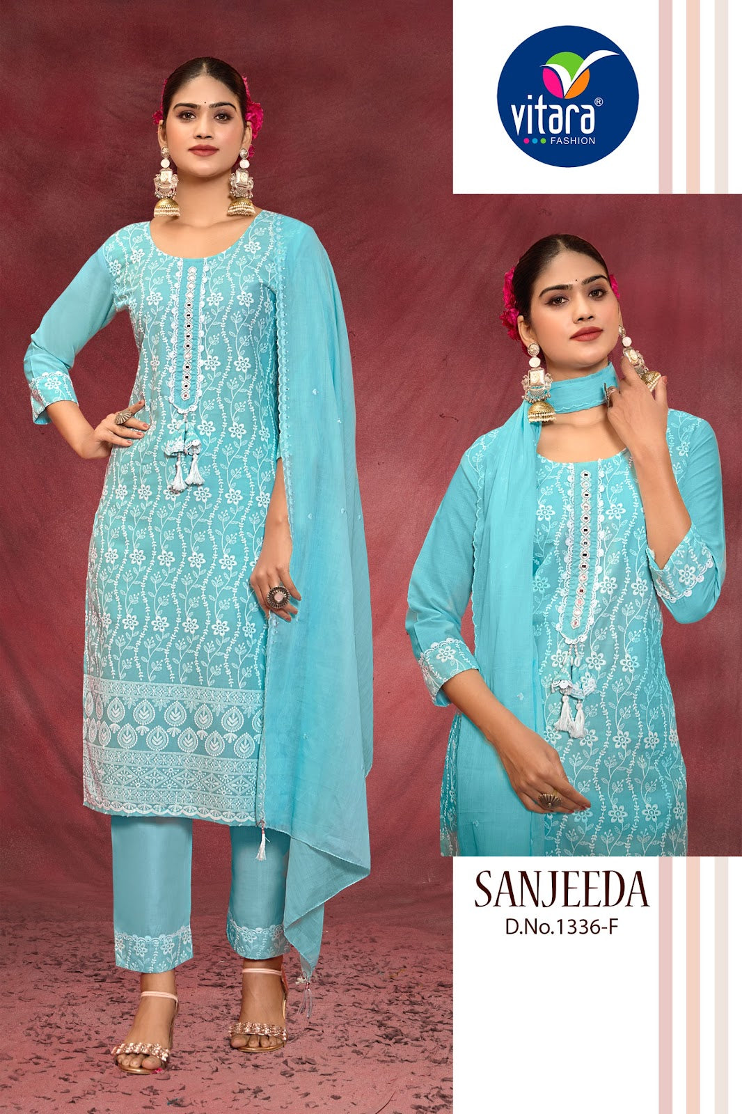 Sanjeeda Vitara Pure Cotton Readymade Suits Wholesaler Ahmedabad