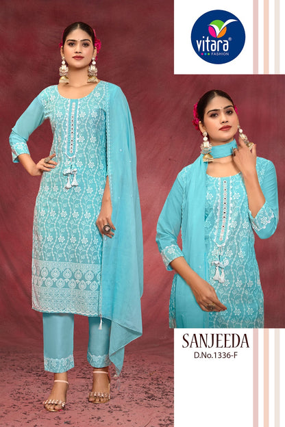 Sanjeeda Vitara Pure Cotton Readymade Suits Wholesaler Ahmedabad
