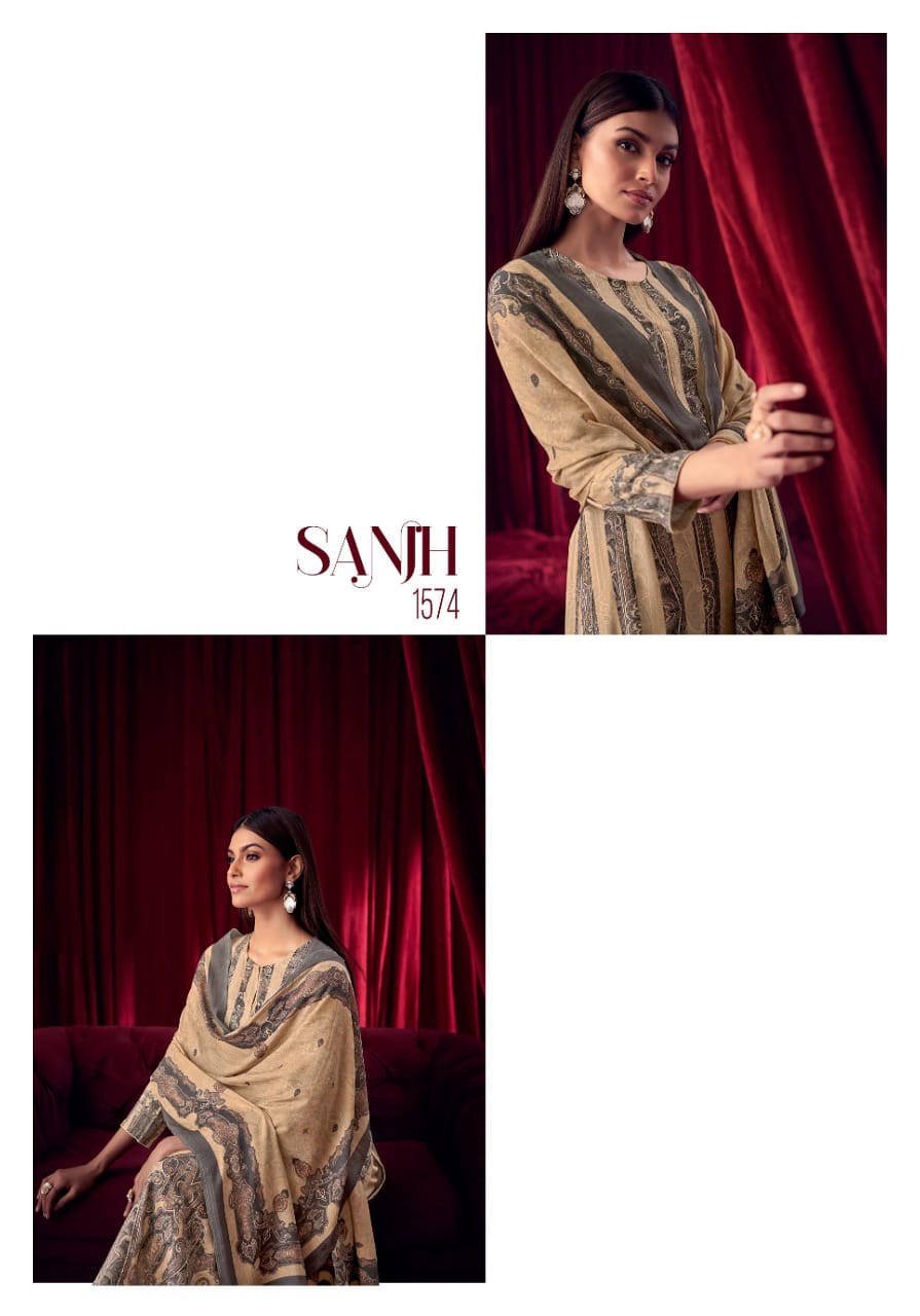 Sanjh Itrana Staple Twill Pashmina Suits Supplier Ahmedabad