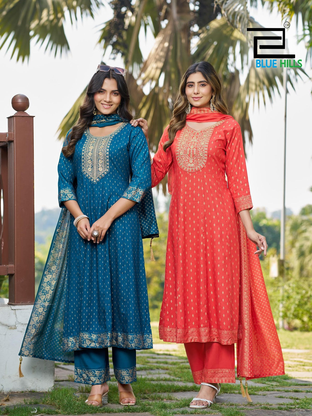 Sanju Blue Hills Rayon 14Kg Readymade Anarkali Suits Wholesale Price