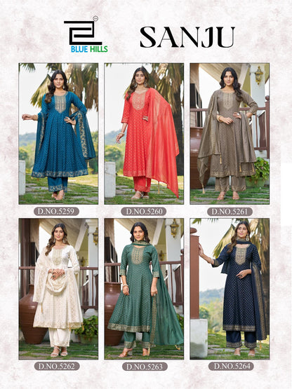 Sanju Blue Hills Rayon 14Kg Readymade Anarkali Suits Wholesale Price